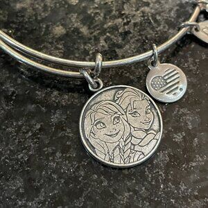 Alex and Ani Dangle Drop Frozen Disney Charm Bracelet Adjustable Silver Tone
